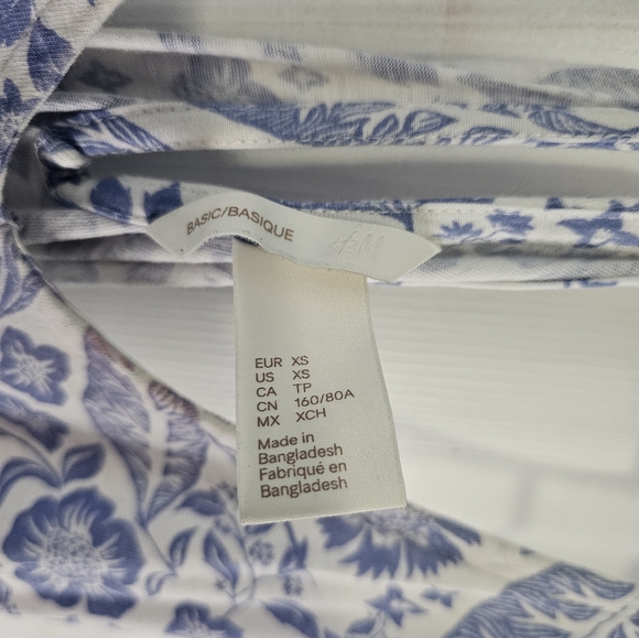 COPY - H&M White & Blue Leaf Print Mini Dress - Picture 3 of 3